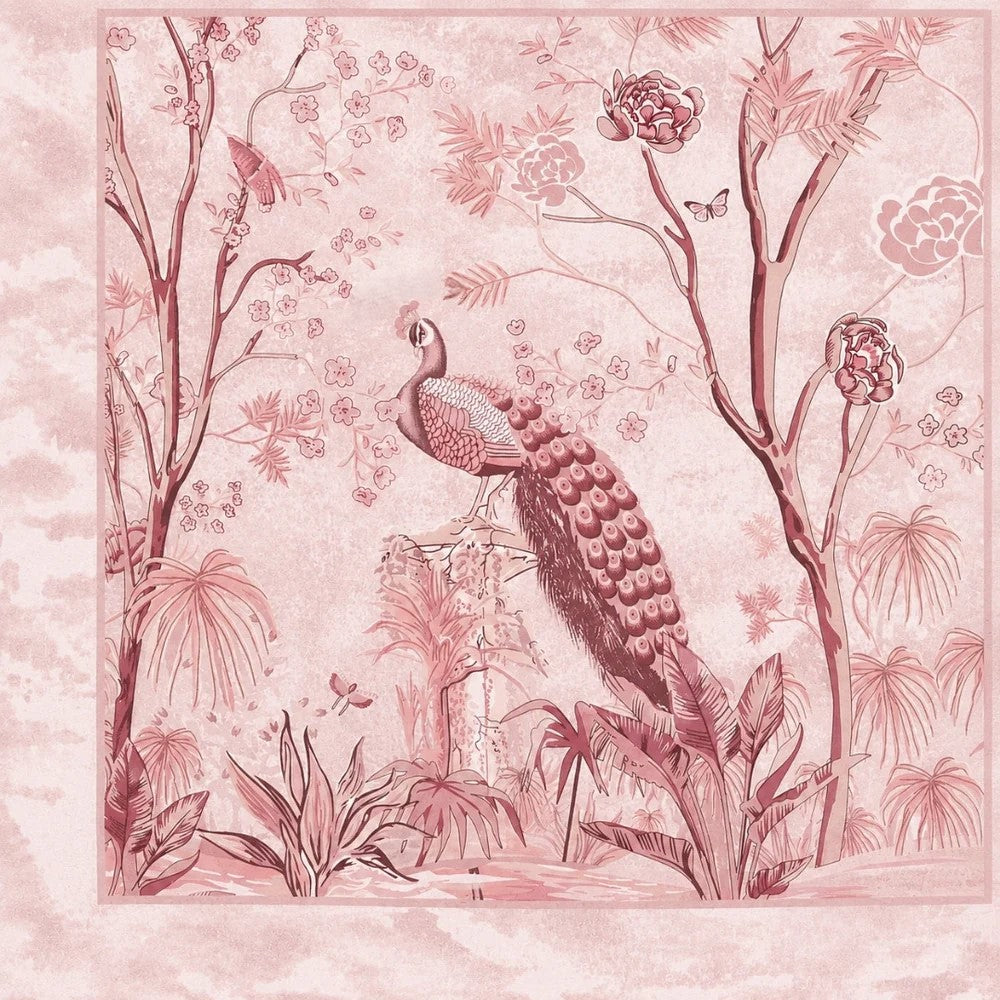 Mayur Mahal Peacock Print Double Bedsheet Set – Gulabi Rose | 100% Cotton | 180 TC | With 2 Pillow Covers