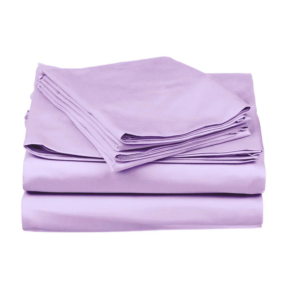 Lavender Satin Flat Bedsheet Set | Double Bed | 1 Sheet + 2 Pillow Covers