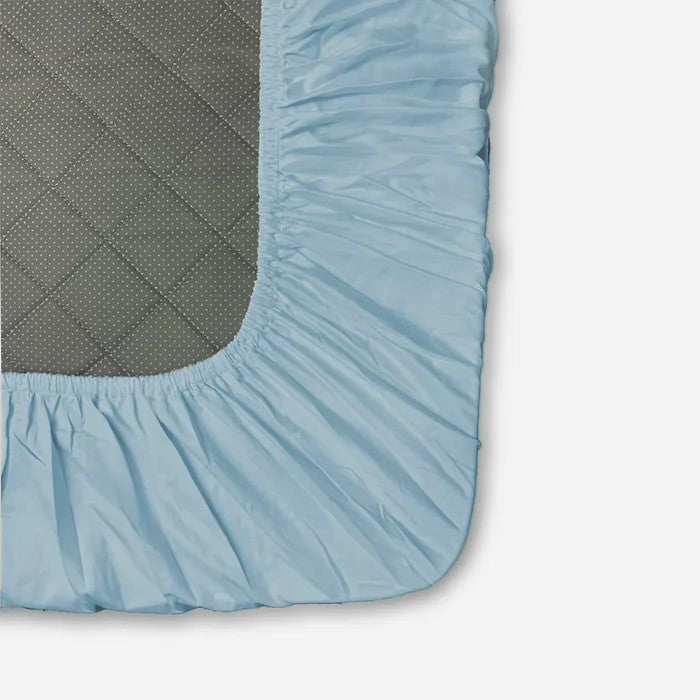 MVB Dreamy UltraSatin Silky Smooth Fitted Double Bedsheet Set – Light Blue