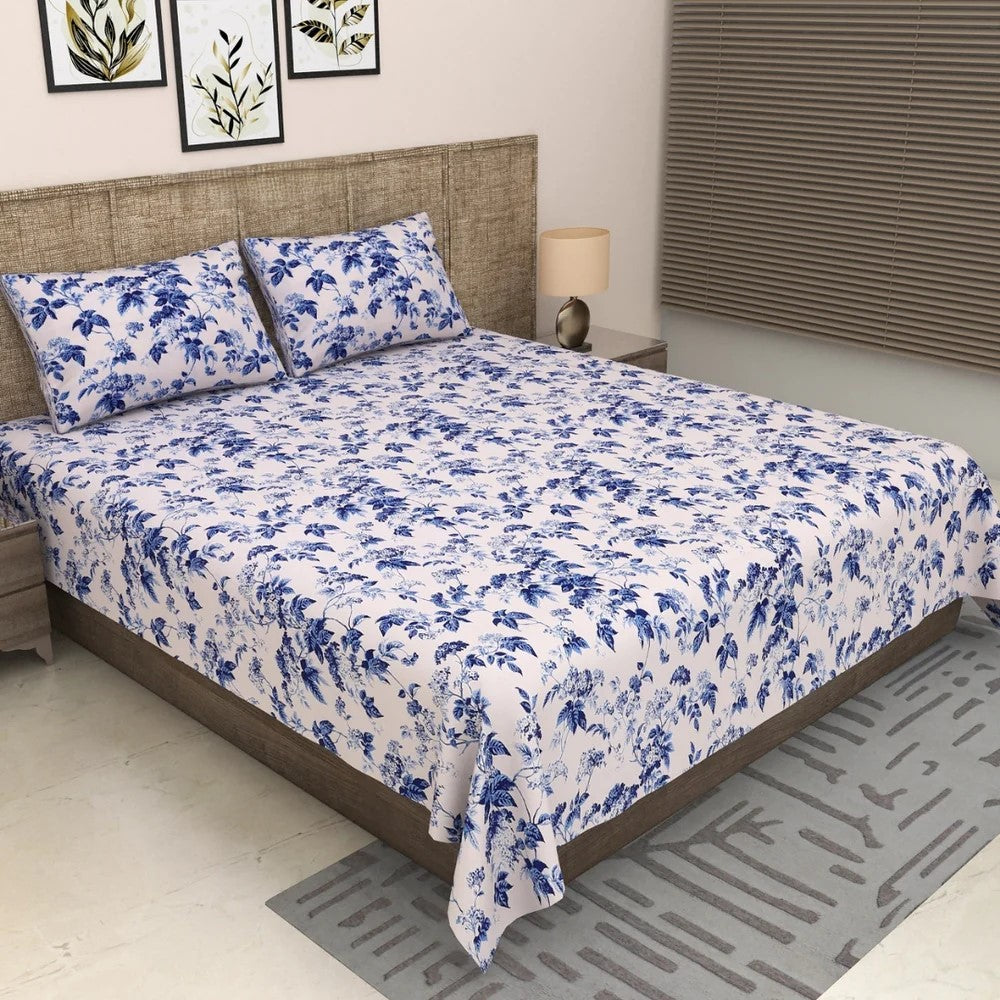 Blue Floral King Bedsheet Set – 240 TC | KBS | MVB Yugvigyana