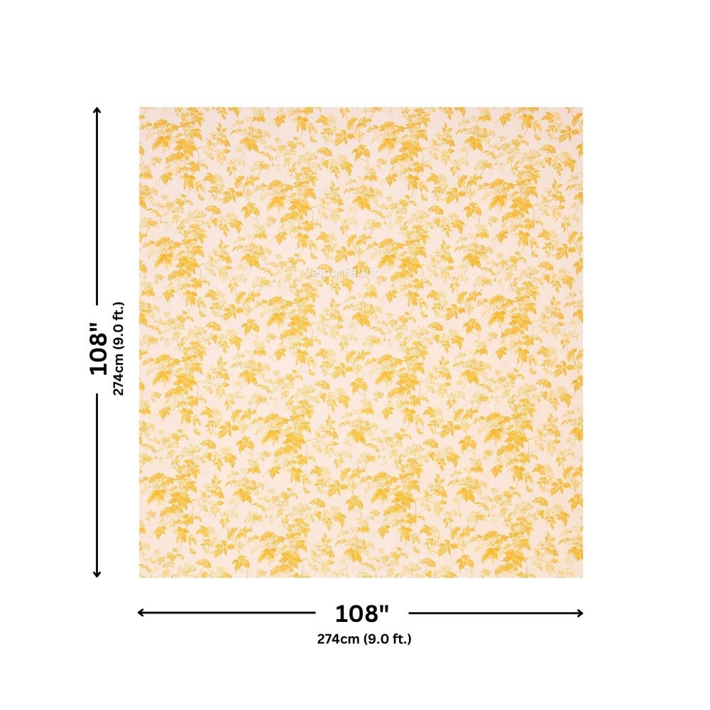 Yellow Leafy Vine Floral Pure Cotton King Size Bedsheet