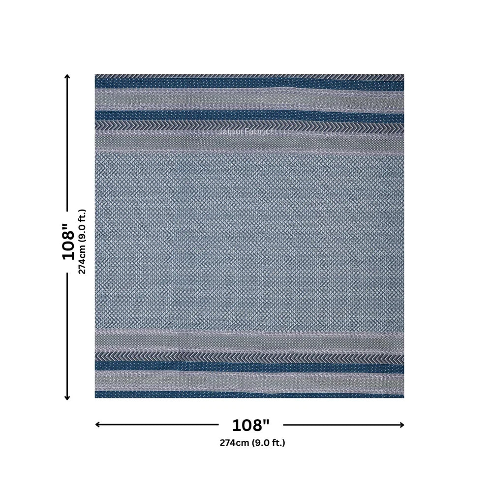 Dark Blue Geometric Stripe & Chevron Pure Cotton King Size Bedsheet