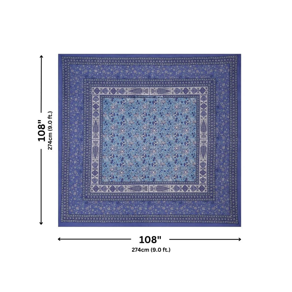 Indigo Blue Classic Royal Buti Pure Cotton King Size Bedsheet