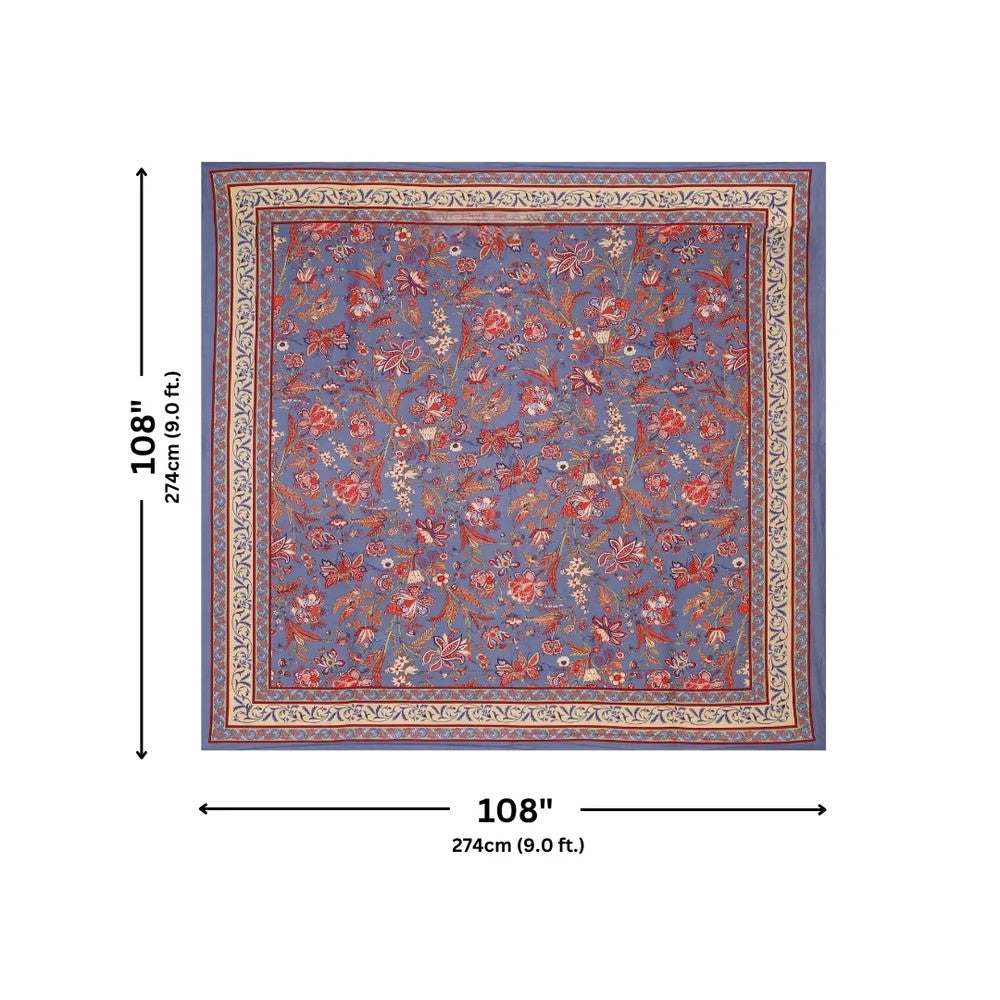 Lavender Blue Royal Paisley Vine Pure Cotton King Size Bedsheet