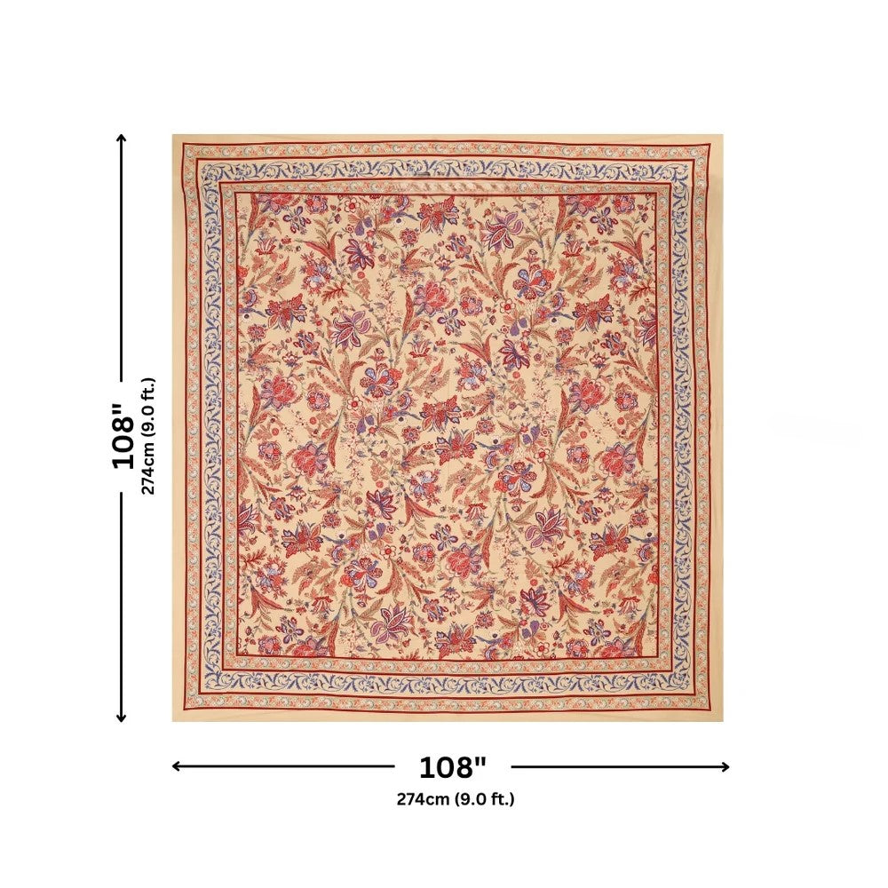 Beige Royal Paisley Vine Pure Cotton King Size Bedsheet | MVB Yugvigyana