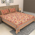 Beige Royal Paisley Vine Pure Cotton King Size Bedsheet | MVB Yugvigyana