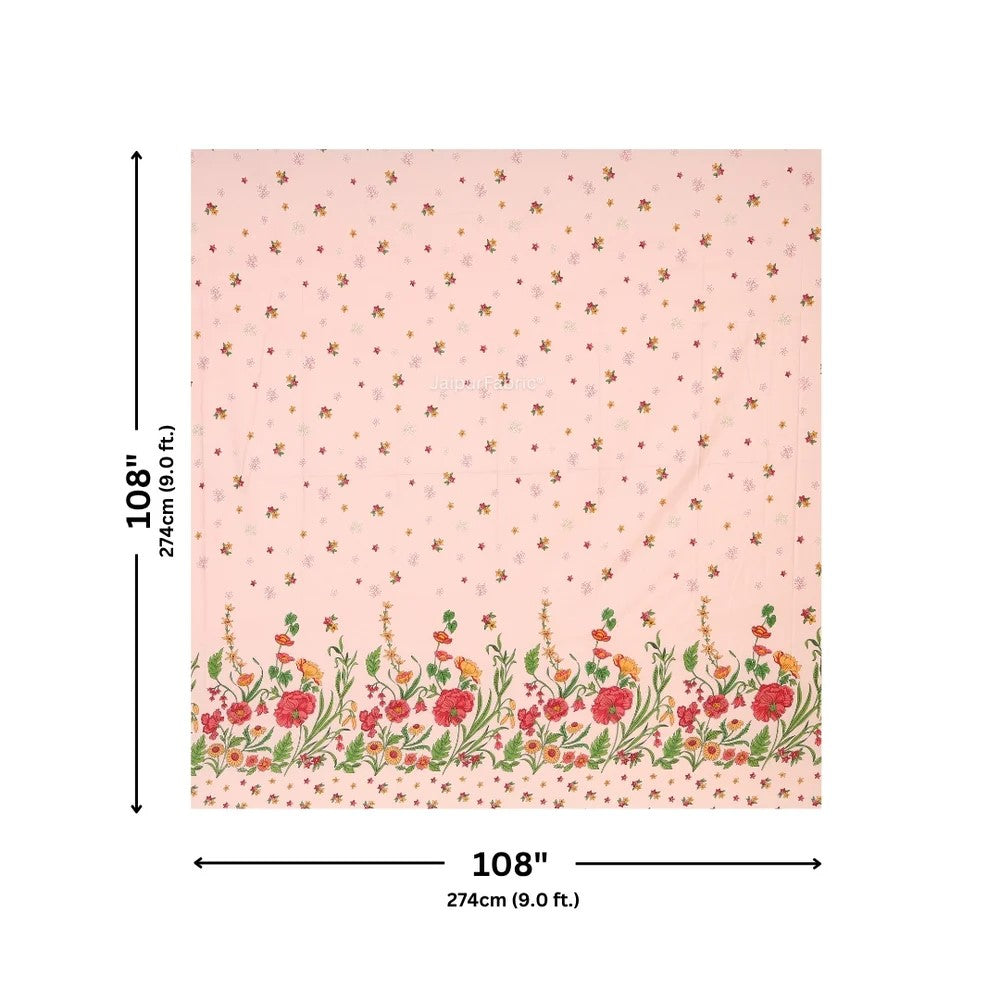 Baby Pink Poppies in Bloom Pure Cotton King Size Bedsheet