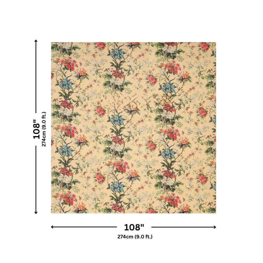 Golden Beige Tropical Floral Bouquet Pure Cotton King Size Bedsheet