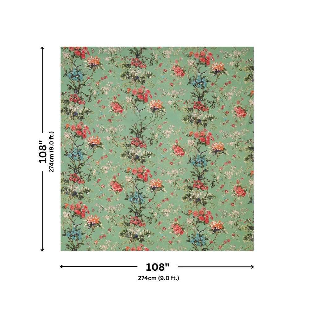 Pistachio Green Tropical Floral Bouquet Pure Cotton King Size Bedsheet