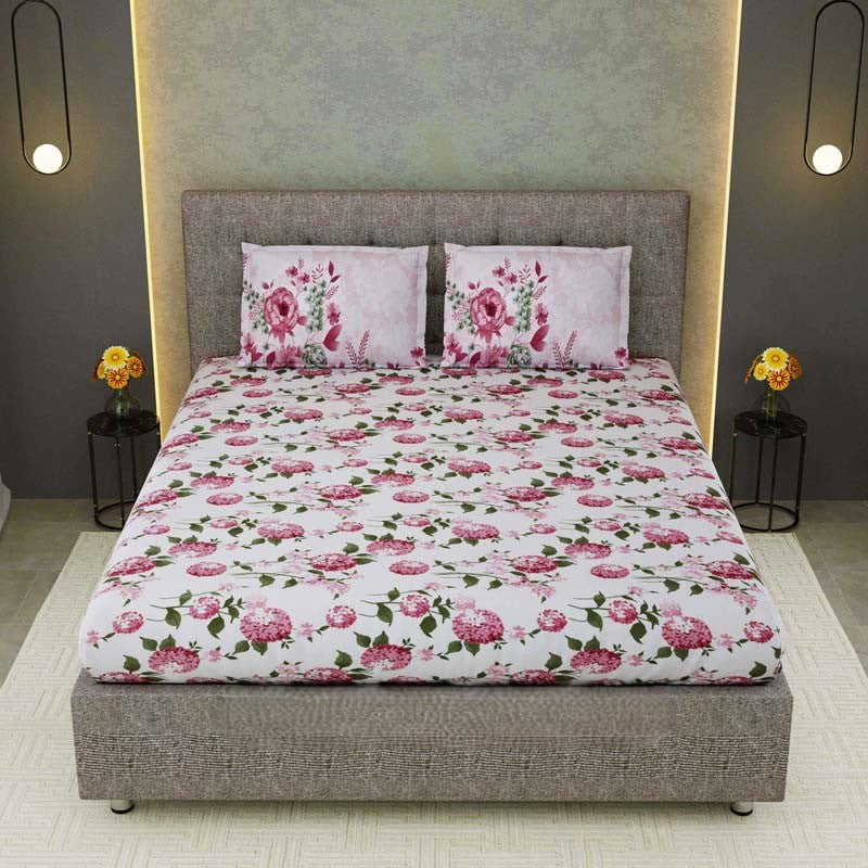 Vintage Carolina Red King Size Bedsheet With 2 Pillow Covers