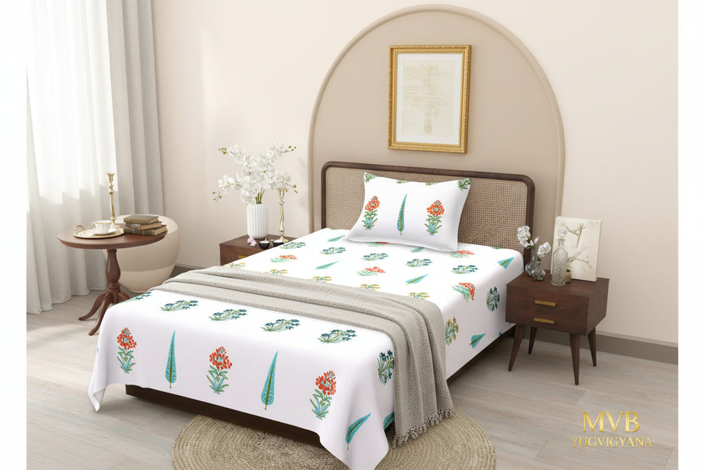 Pure comfort cotton single bedsheet - soft breathable premium fabric India
