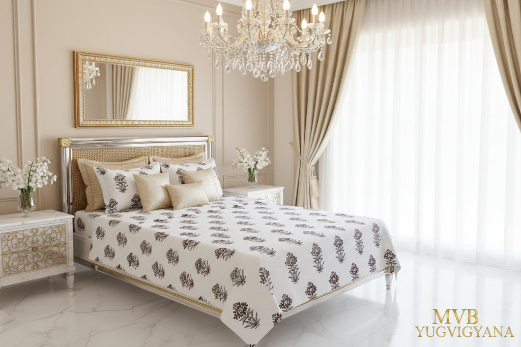 Soft white luxe cotton single bedsheet - premium quality luxury fabric India

