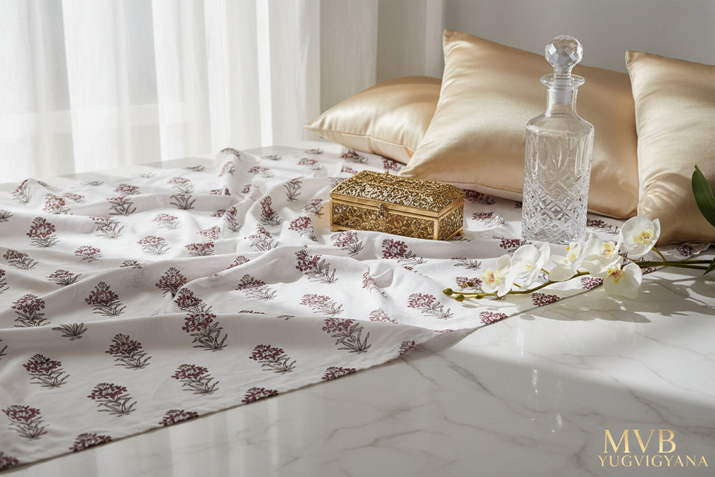 Soft white luxe cotton bedsheet styled view - elegant premium bedding
