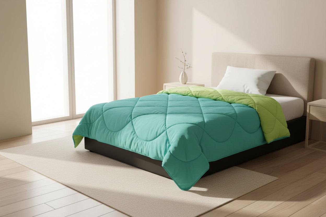 Soft touch microfiber quilt for single bed - lightweight breathable all-season bedding