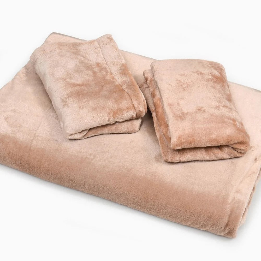 MVB Elegant Blush Pink | Super Soft Velvet Double Bedsheet with Matching Pillow Covers