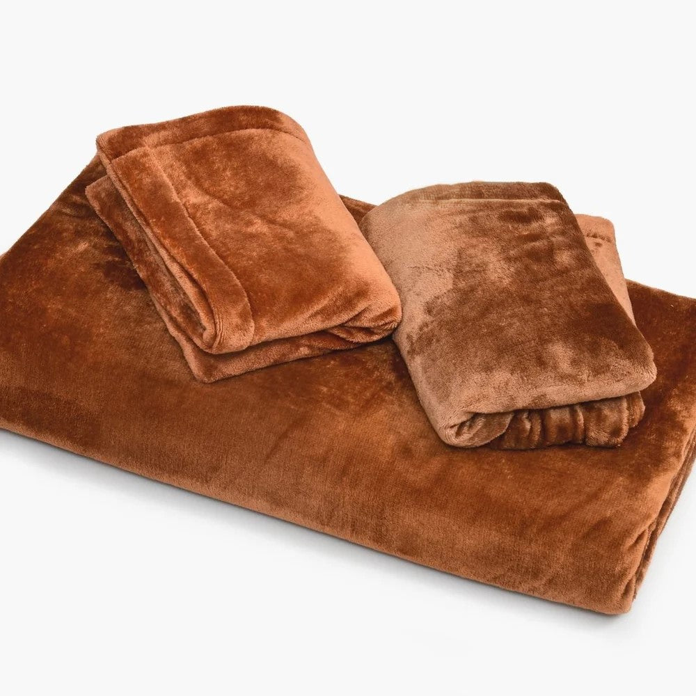 MVB Premium Velvet Comfort Double Bedsheet – Rust Copper Brown | MVBBSW003