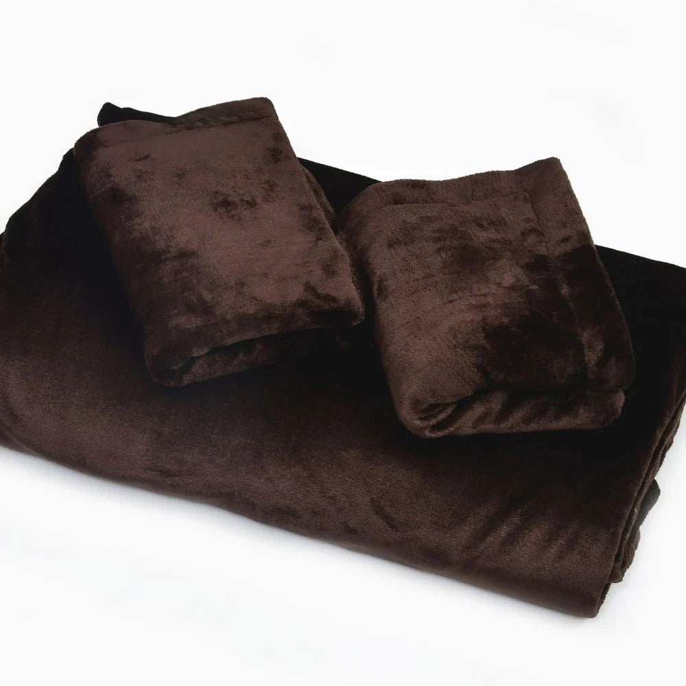 MVB Classic Coffee Brown Super Soft Velvet Double Bedsheet (100x100 Inch) | 150 GSM | With 2 Pillow Covers
