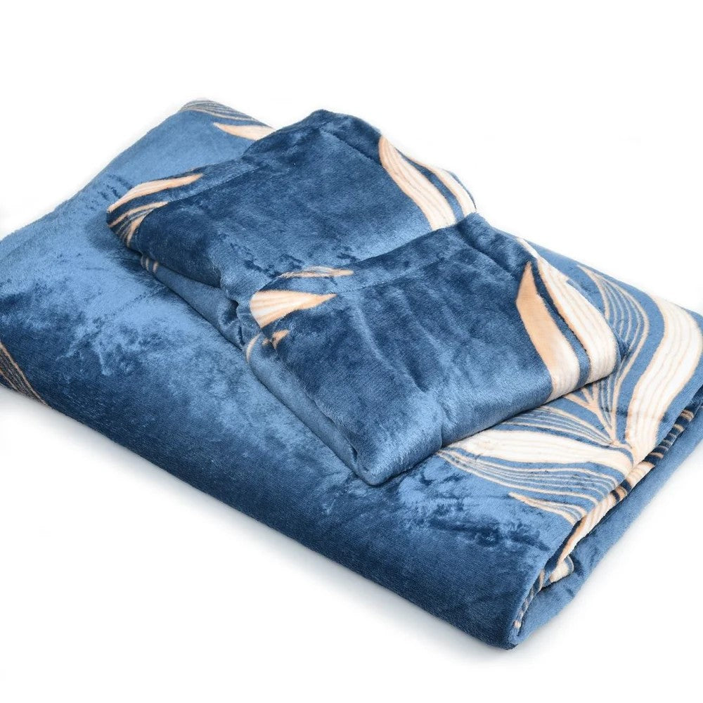 MVB Elegant Feather Pattern Super Soft Velvet Double Bedsheet with Matching Pillow Covers