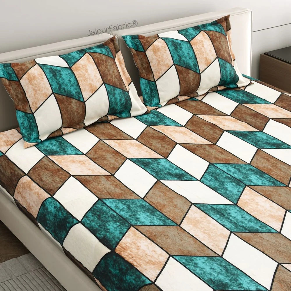MVB Cube Illusion Velvet Bedsheet - Pattern Close-up