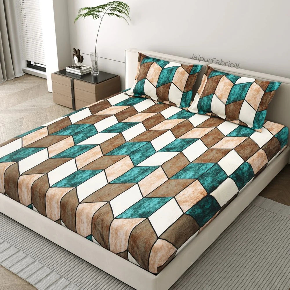 MVB Cube Illusion Velvet Bedsheet - Size Dimension 100x100 inch