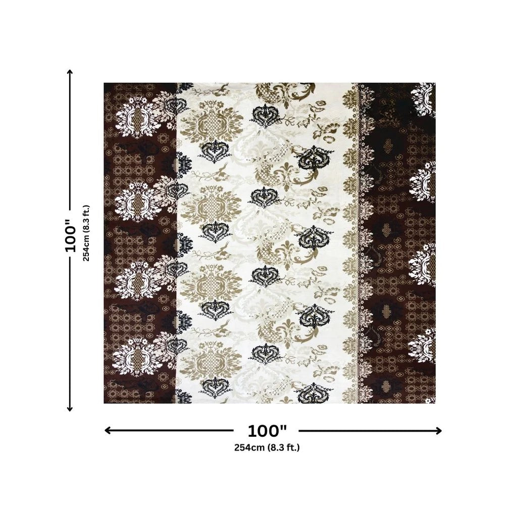 MVB Royal Damask Brown & Gold Super Soft Velvet Double Bedsheet with Matching Pillow Covers