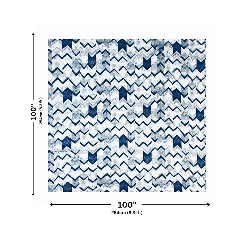 MVB Bold Blue Zigzag Super Soft Velvet Double Bedsheet