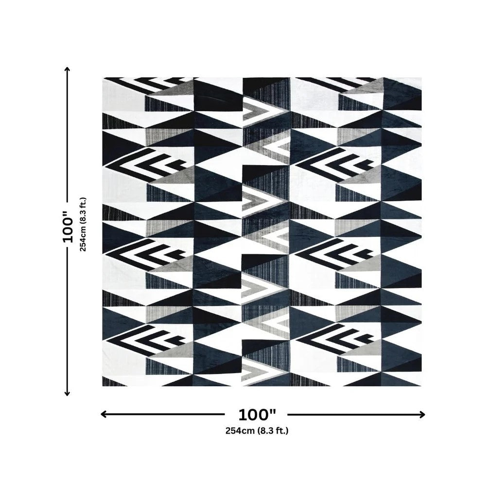 MVB Geometric Black & White Super Soft Velvet Double Bedsheet with 2 Pillow Covers