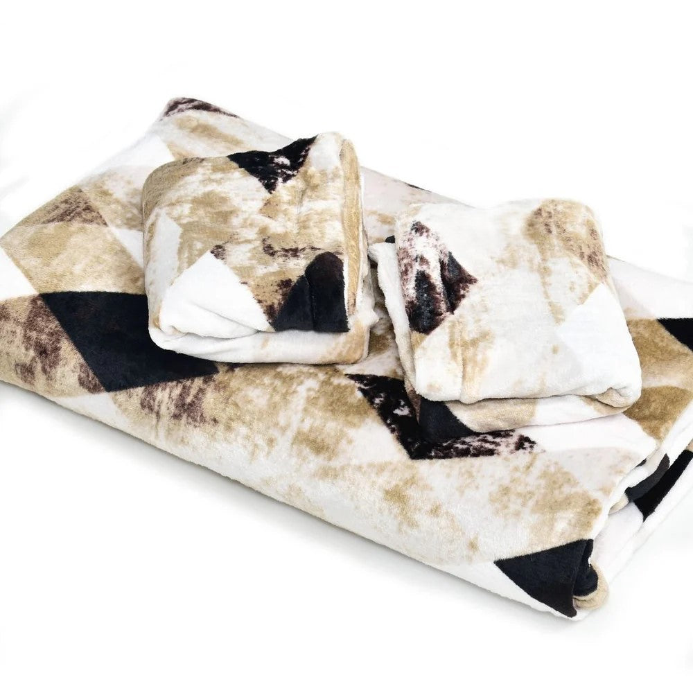 MVB Golden Diamond Luxe Cozy Super Soft Velvet Double Bedsheet with Matching Pillow Covers