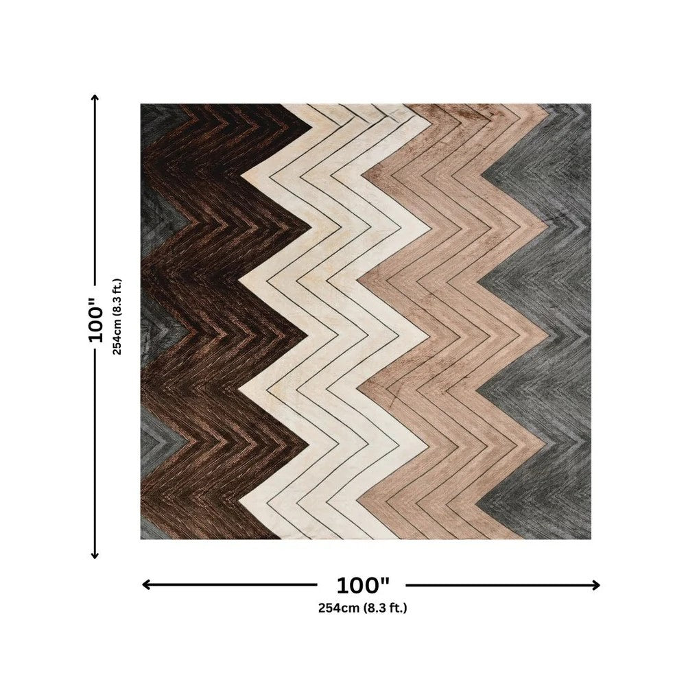 MVB Rustic Zigzag Bliss Super Soft Velvet Double Bedsheet with 2 Pillow Covers
