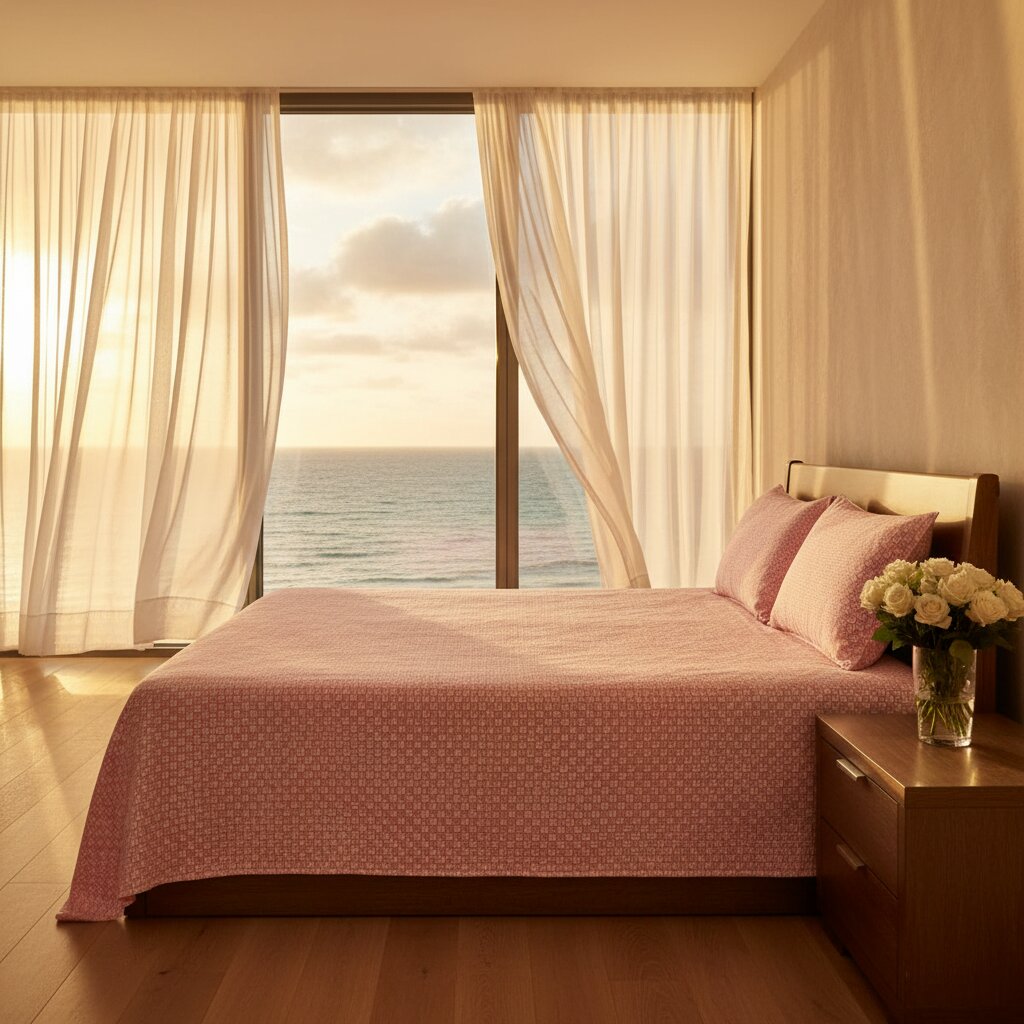 Rose Structured Web Double Bedsheet | Premium Pink Geometric Cotton Bedsheet with 2 Pillow Covers