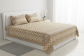 Beige Block Print Bedsheet Spa Bedroom