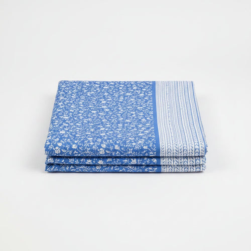 Blue Floral Double Bedsheet Set | 100% Pure Cotton | 274x224 cm with 2 Pillow Covers
