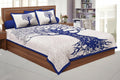 MVB Navy Blue Border White Base Big Tree Pattern Super Fine Cotton Double Bed Sheet