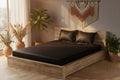 Black UltraSatin Fitted Double Bedsheet with 2 Pillow Covers | MVBDFT43