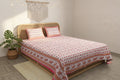 MVB Double Bedsheet – Paisley Watermelon Pink with Gold Print | 100% Pure Cotton