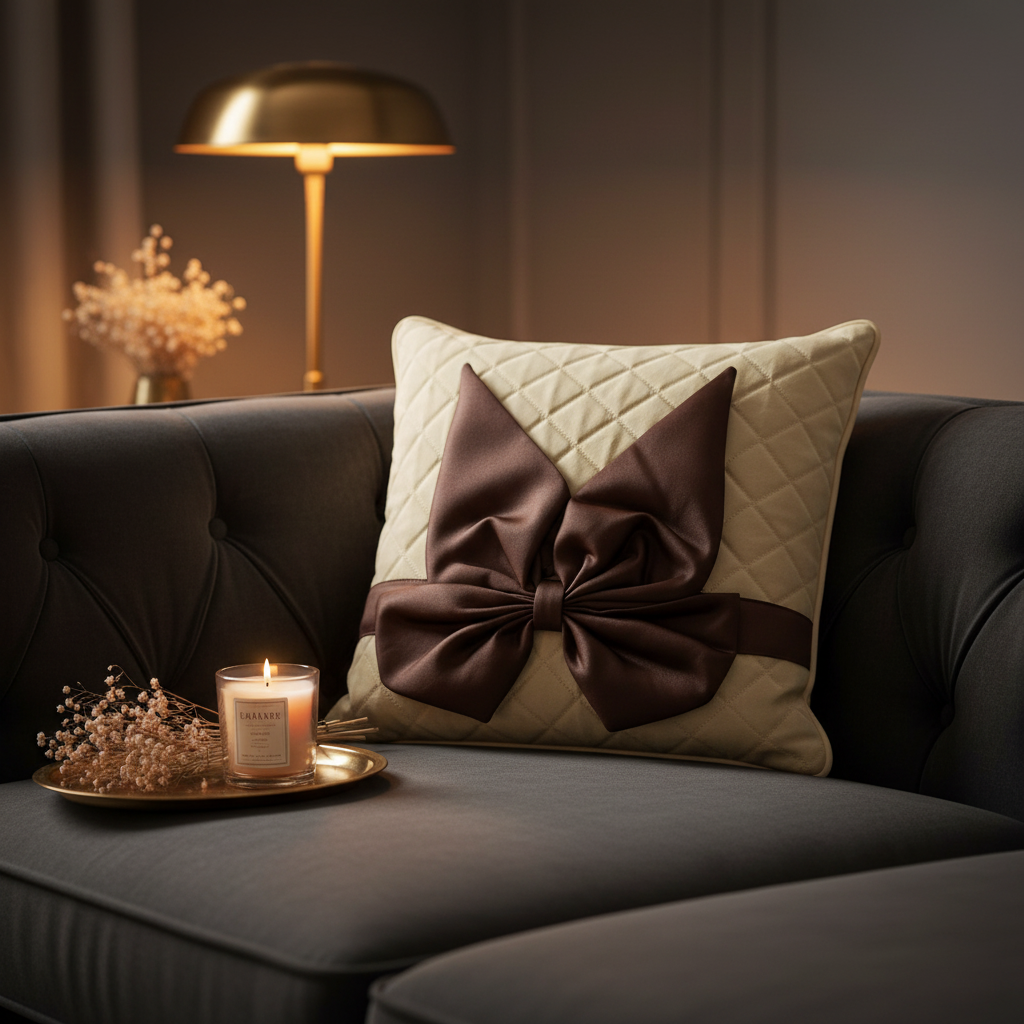 Bow Cushion - Dark Sofa