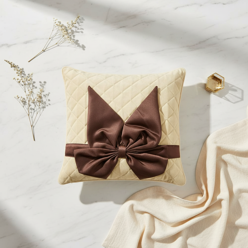 Bow Cushion - Flat Lay