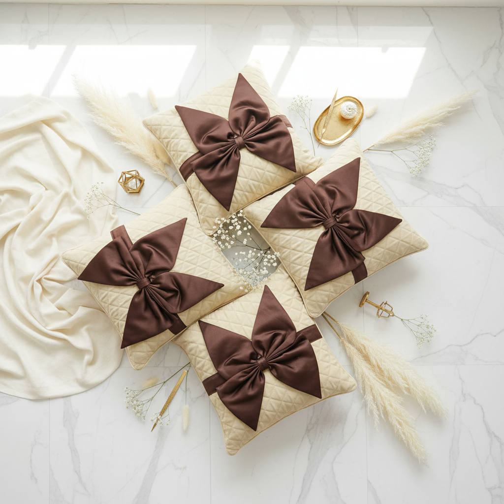 Bow Cushion Set of 5 - Flat Lay
