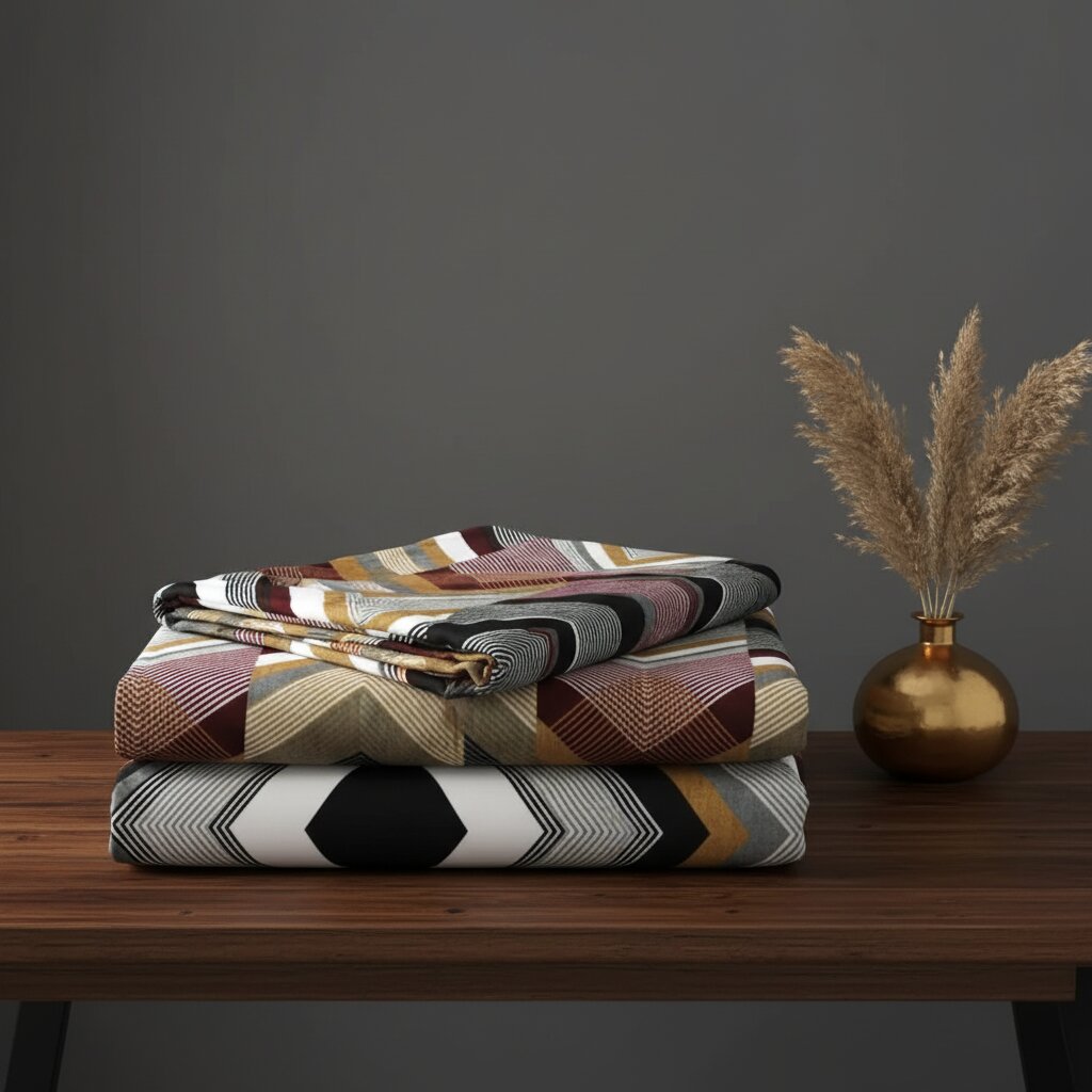 MVB Zigzag Elegance | Super Soft Velvet Double Bedsheet with 2 Pillow Covers