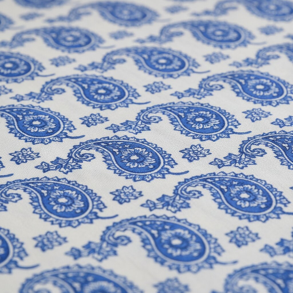 Double Bedsheet Paisley Sky Blue with Gold Print | 100% Pure Cotton | 180 TC | Set of 3 | MVB YUGVIGYANA