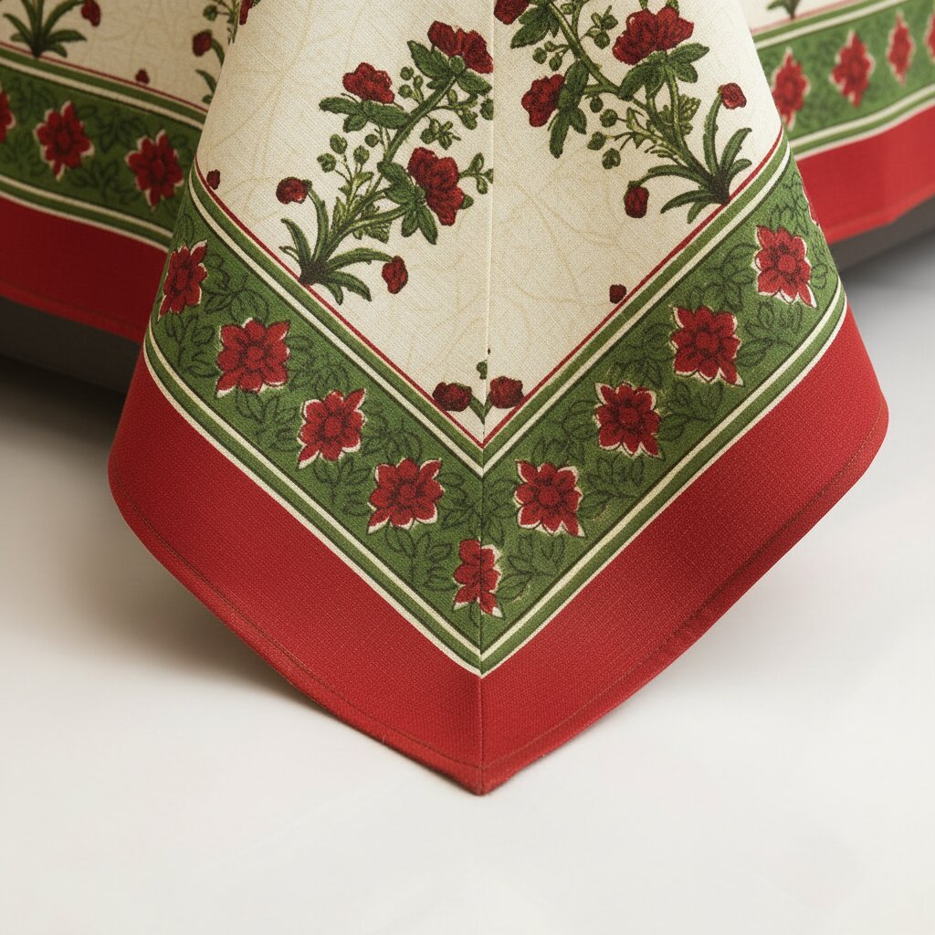 Red Border Vintage Floral Print Double Bedsheet | 100% Pure Cotton | 274x228 cm with 2 Pillow Covers
