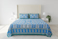 Double Bedsheet Sky Blue Checkered Design | 100% Fine Cotton | 240 TC | Set of 3 | MVB YUGVIGYANA