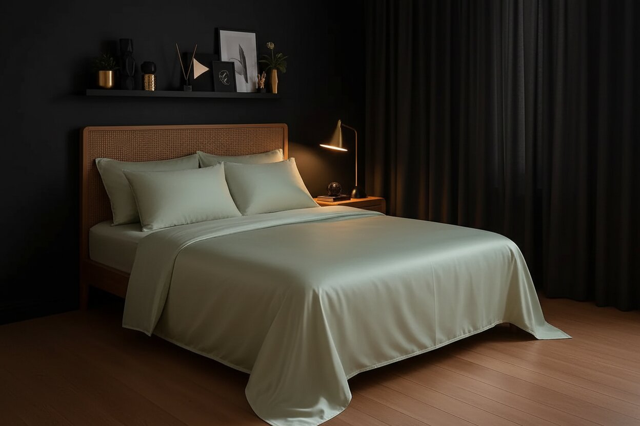 Sage Green Dreamy UltraSatin Double Flat Bedsheet Set – Silky Smooth Luxury