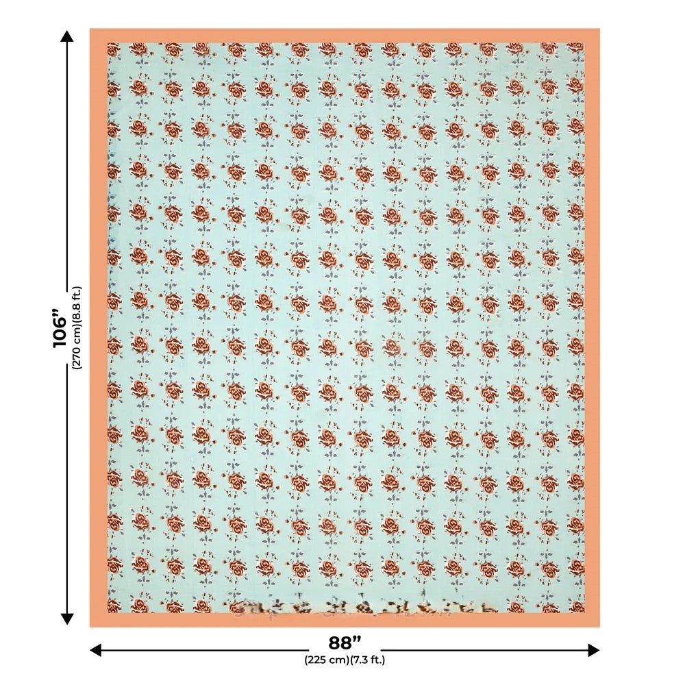 MVB Peach Garland Double Bedsheet | 100% Pure Cotton | 153 GSM | Set of 3