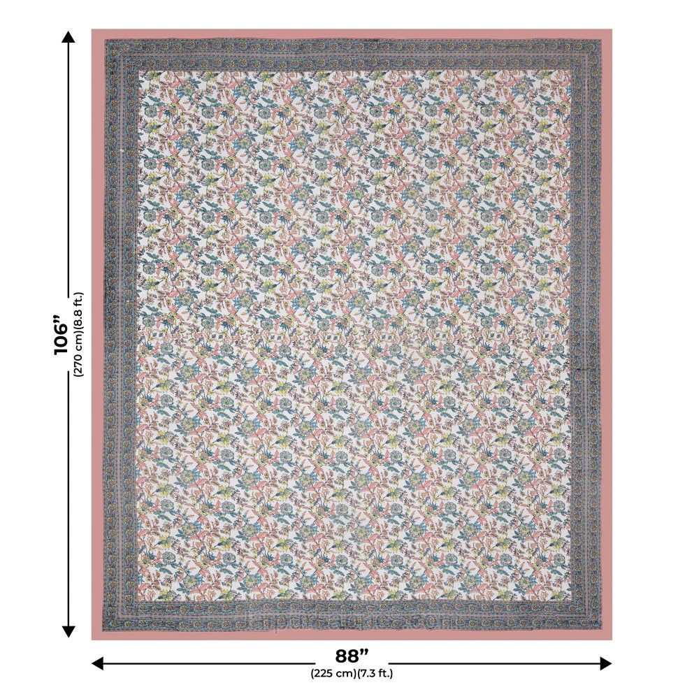 Fantastic Flowers Colorful Double Bedsheet | 100% Pure Cotton | 240 TC | Floral Print