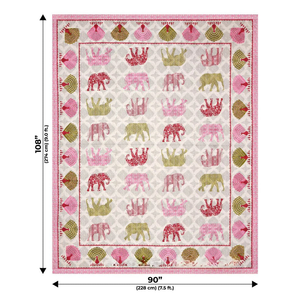 MVB Jungle Safari Pink Double Bed Sheet | 100% Pure Cotton | 210 TC | 153 GSM | With 2 Pillow Covers