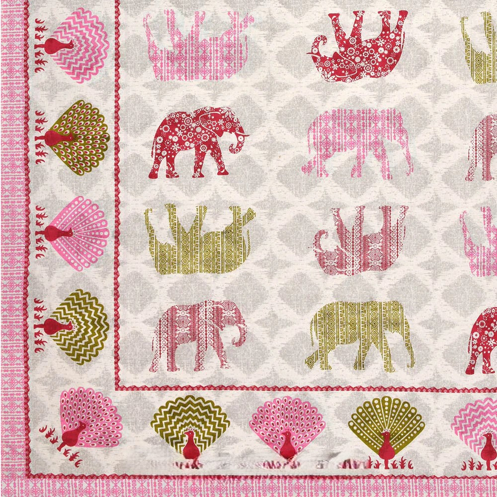 MVB Jungle Safari Pink Double Bed Sheet | 100% Pure Cotton | 210 TC | 153 GSM | With 2 Pillow Covers