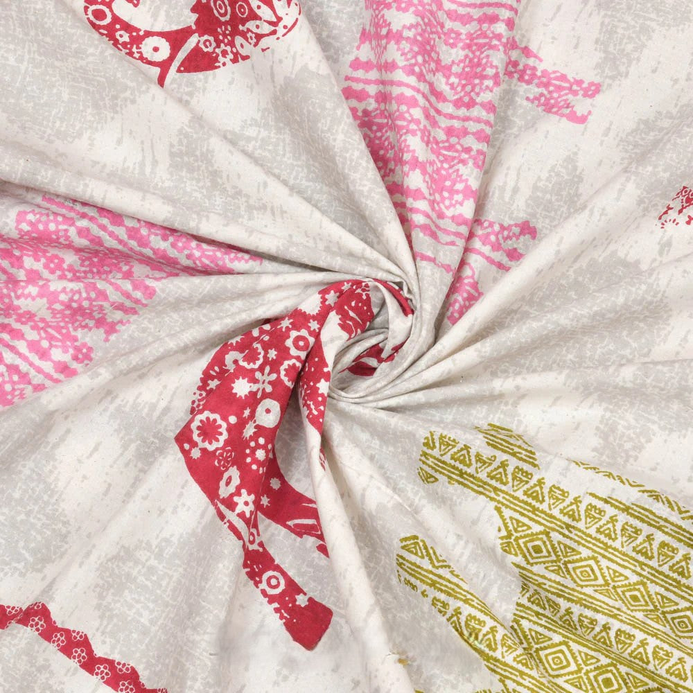 MVB Jungle Safari Pink Double Bed Sheet | 100% Pure Cotton | 210 TC | 153 GSM | With 2 Pillow Covers