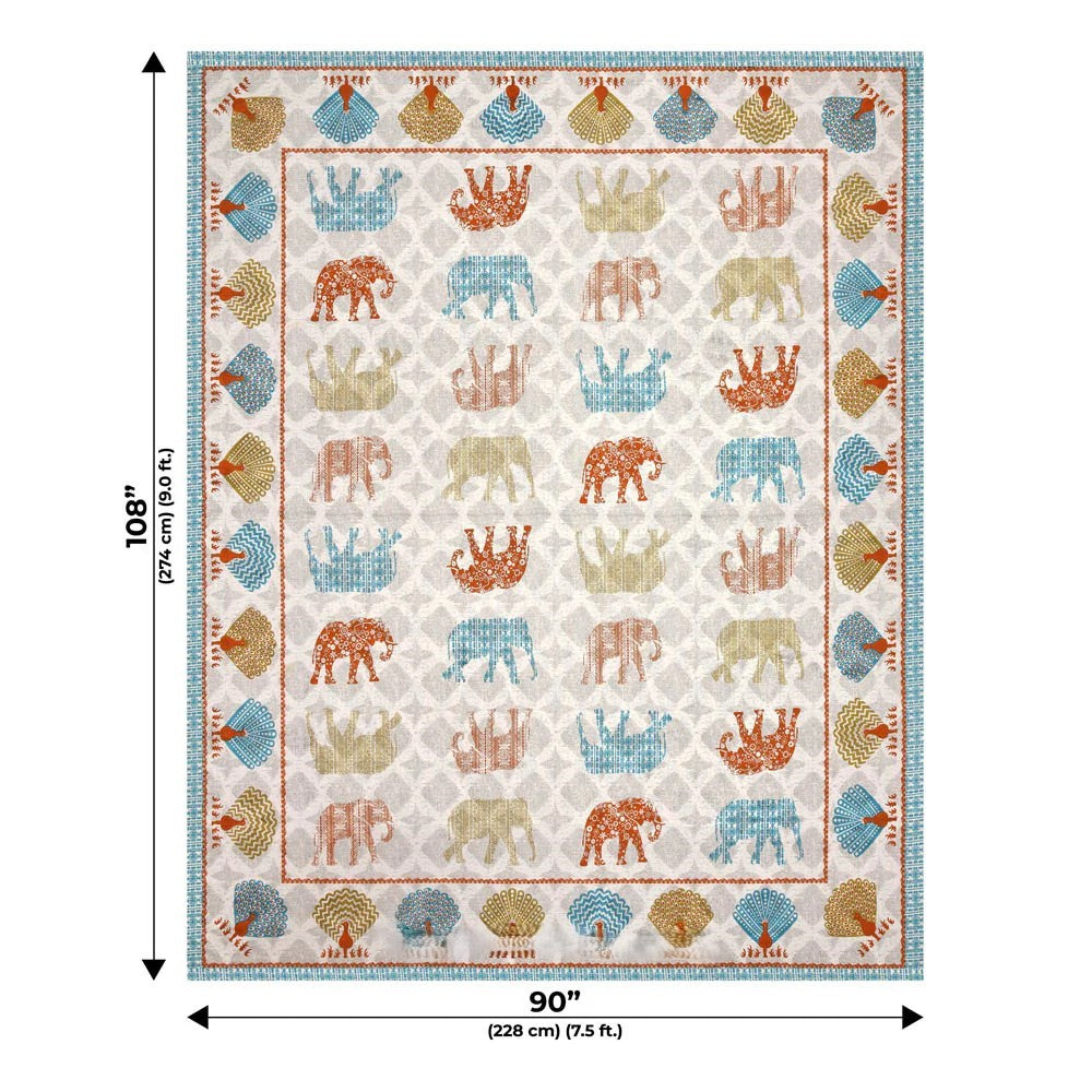 MVB Jungle Safari Blue Double Bed Sheet Set | 100% Pure Cotton | 210 TC | 3 Pcs