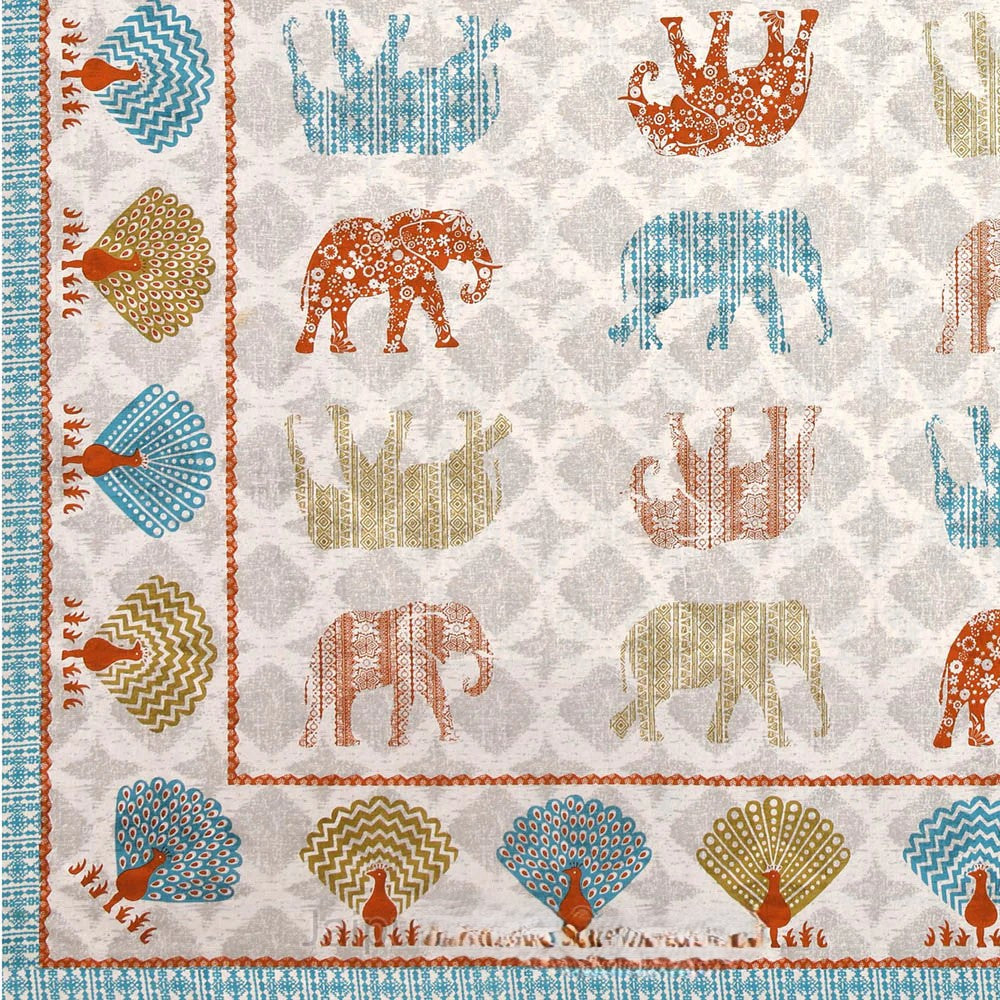 MVB Jungle Safari Blue Double Bed Sheet Set | 100% Pure Cotton | 210 TC | 3 Pcs